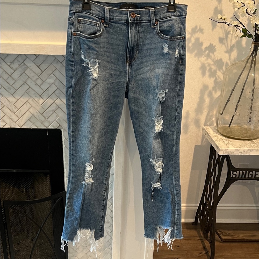 Kendall & Kylie Ripped Blue Ankle Jeans